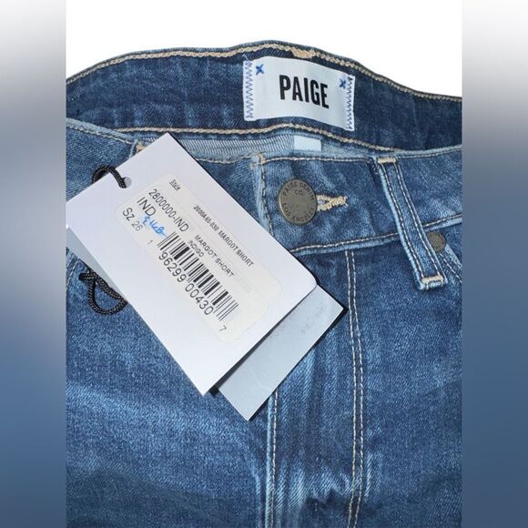 Paige NWT Margot Raw Hem Distressed Denim Shorts Indigo Size 26 - Picture 8 of 8